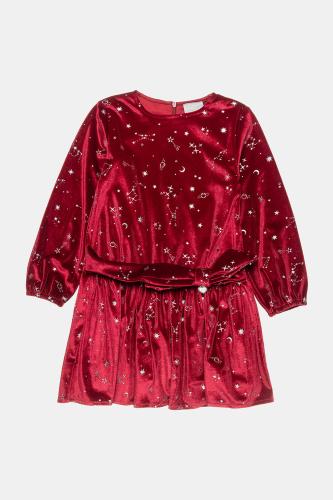 Alouette παιδικό φόρεμα βελουτέ με glitter αστεράκια (12 μηνών-5 ετών) - 00241617 Μπορντό